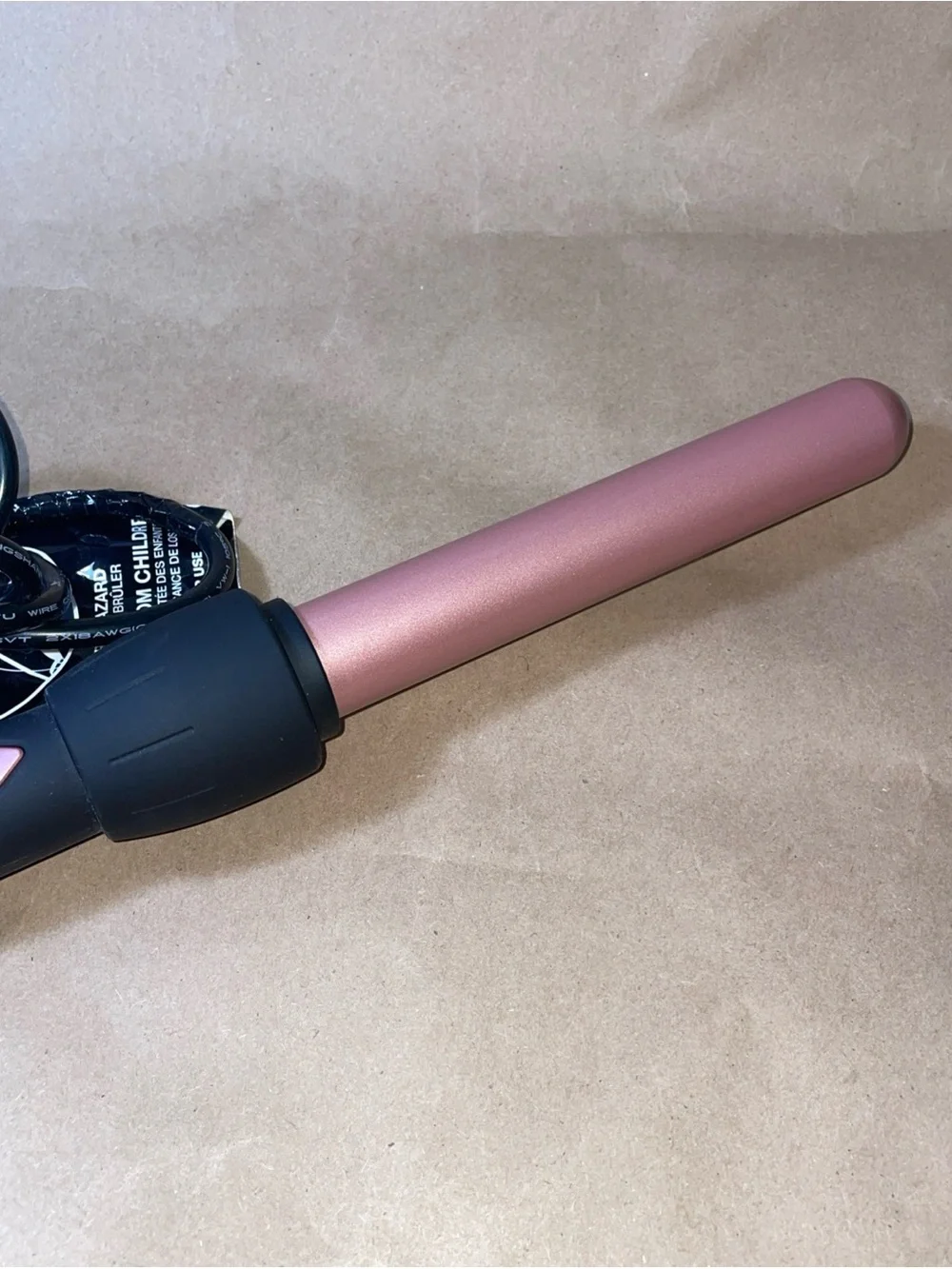 Foxybae Rose Pink Ceramic Curling Wand with Black Handle
